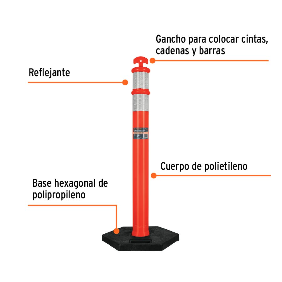 Poste delimitador con banda reflejante
