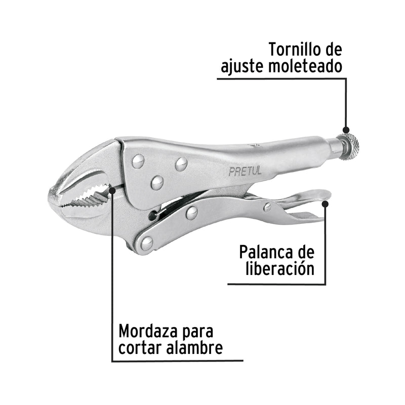 Pinza de presión 10' mordaza curva, a granel, Pretul