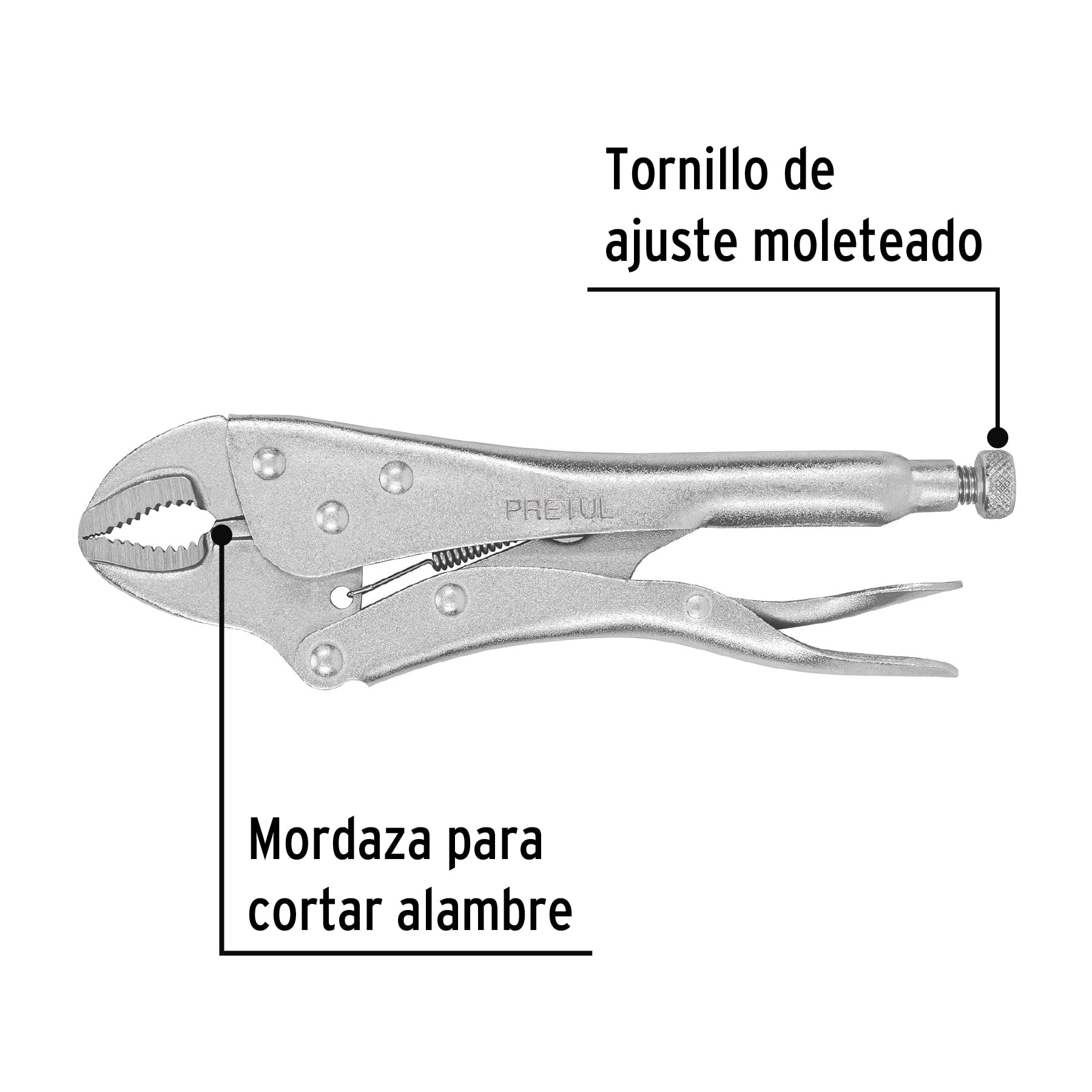 Pinza de presión 10", mordaza curva, pretul