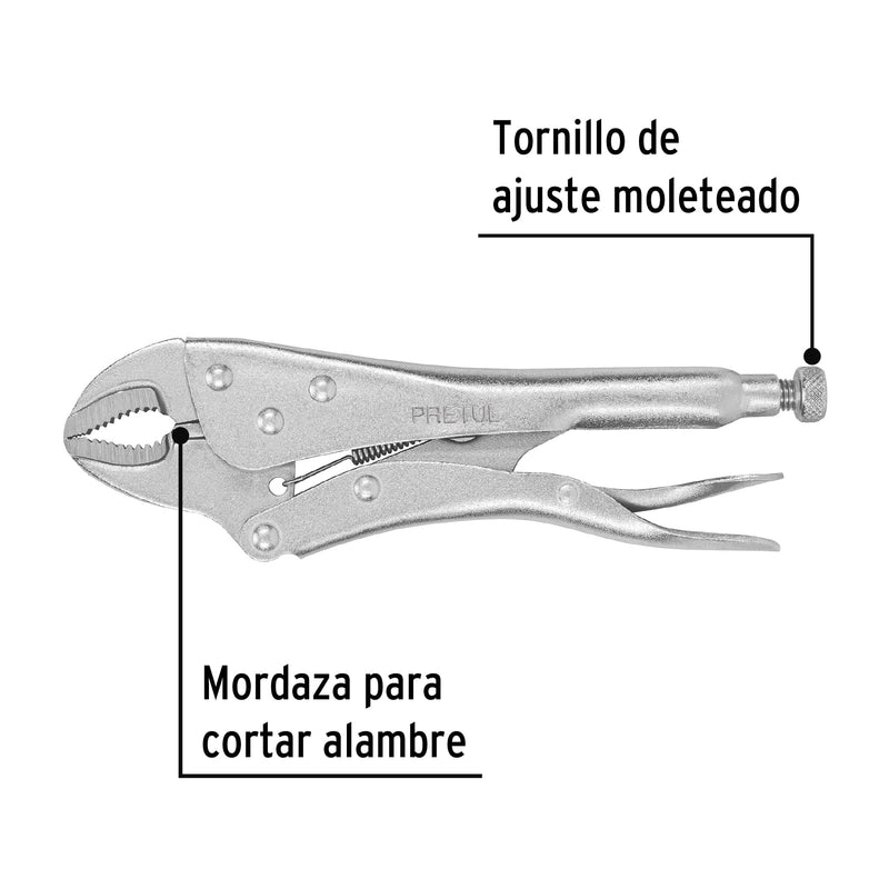 Pinza de presión 10", mordaza curva, pretul