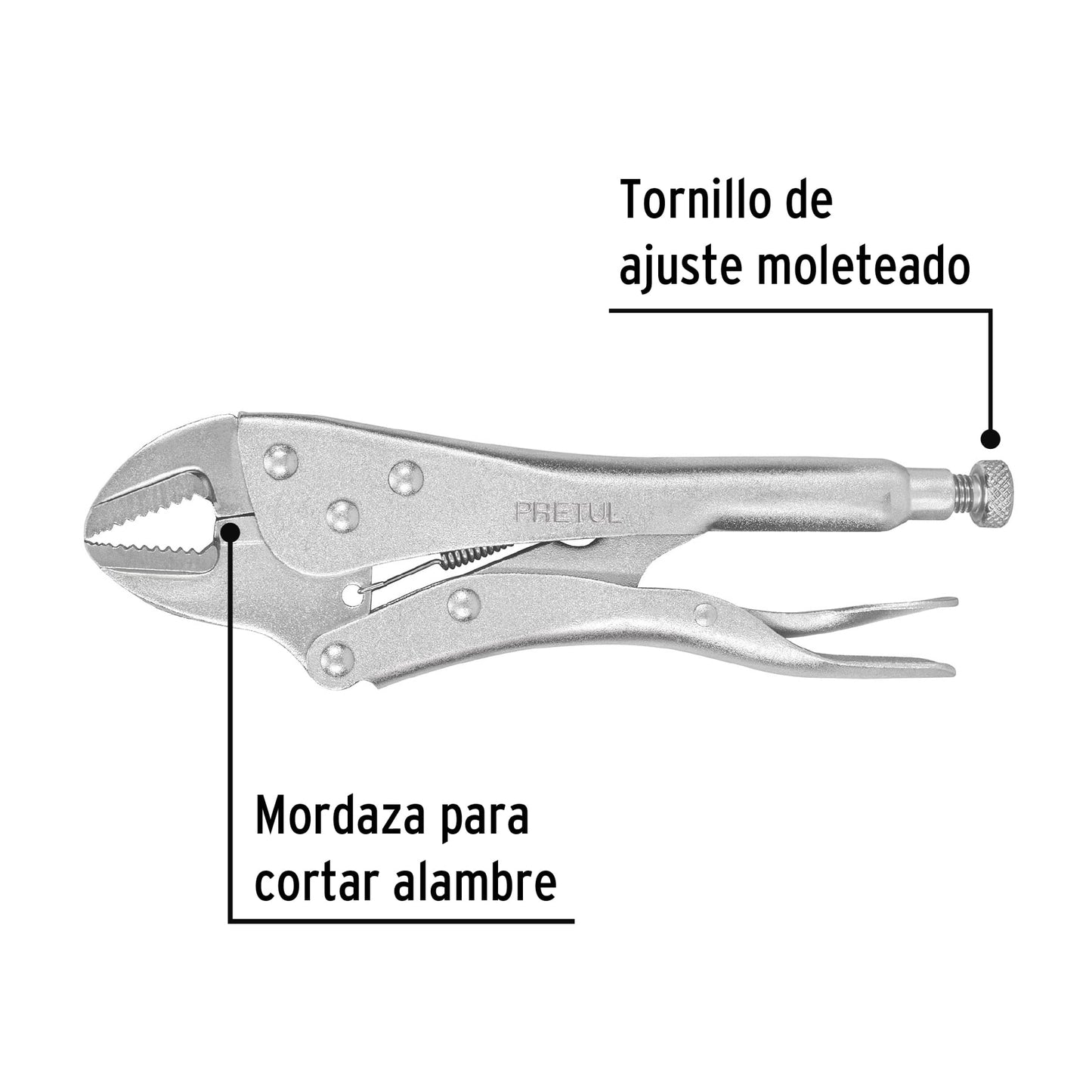 Pinza de presión 10", mordaza recta, pretul
