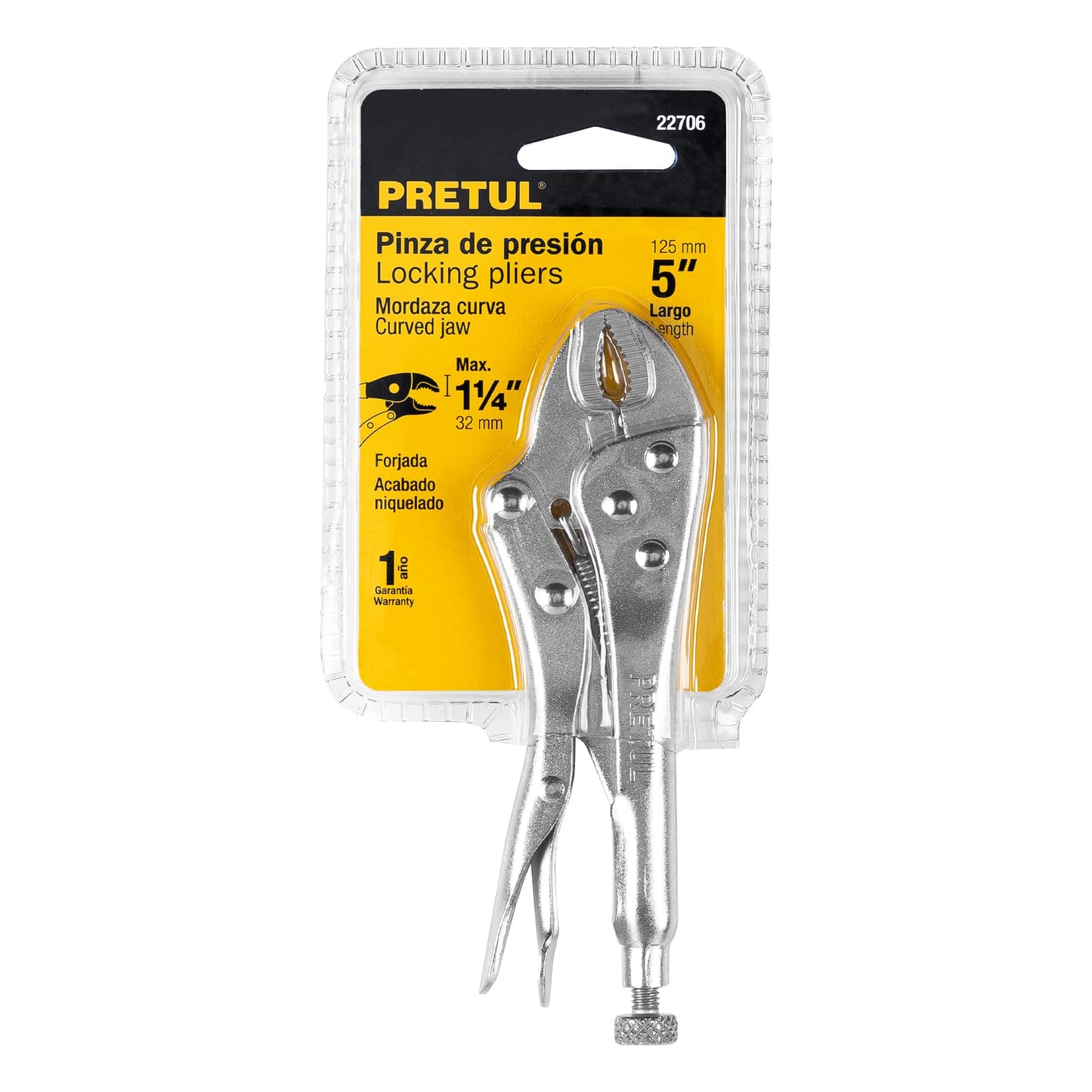 Pinza de presión 5", mordaza curva, pretul