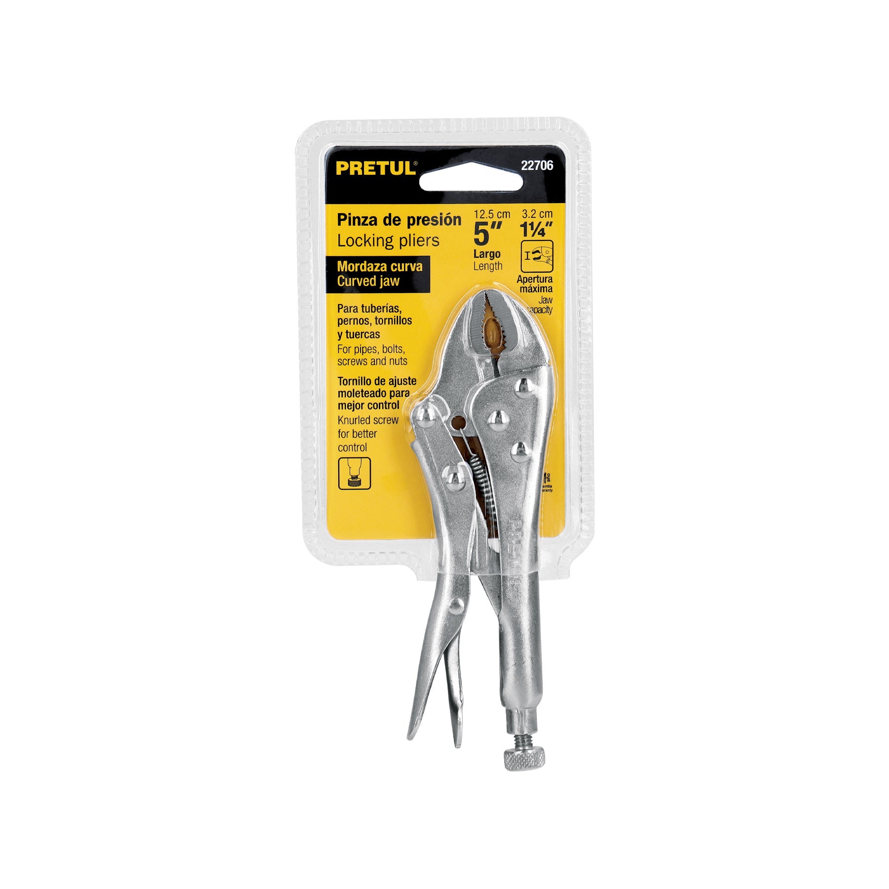 Pinza de presión 5", mordaza curva, pretul