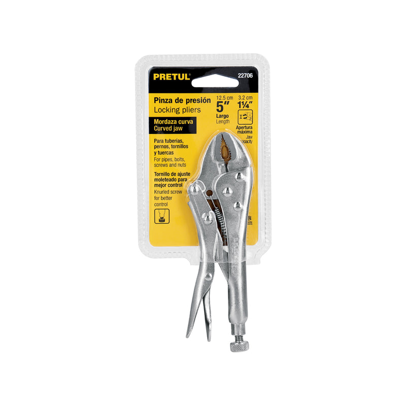 Pinza de presión 5", mordaza curva, pretul