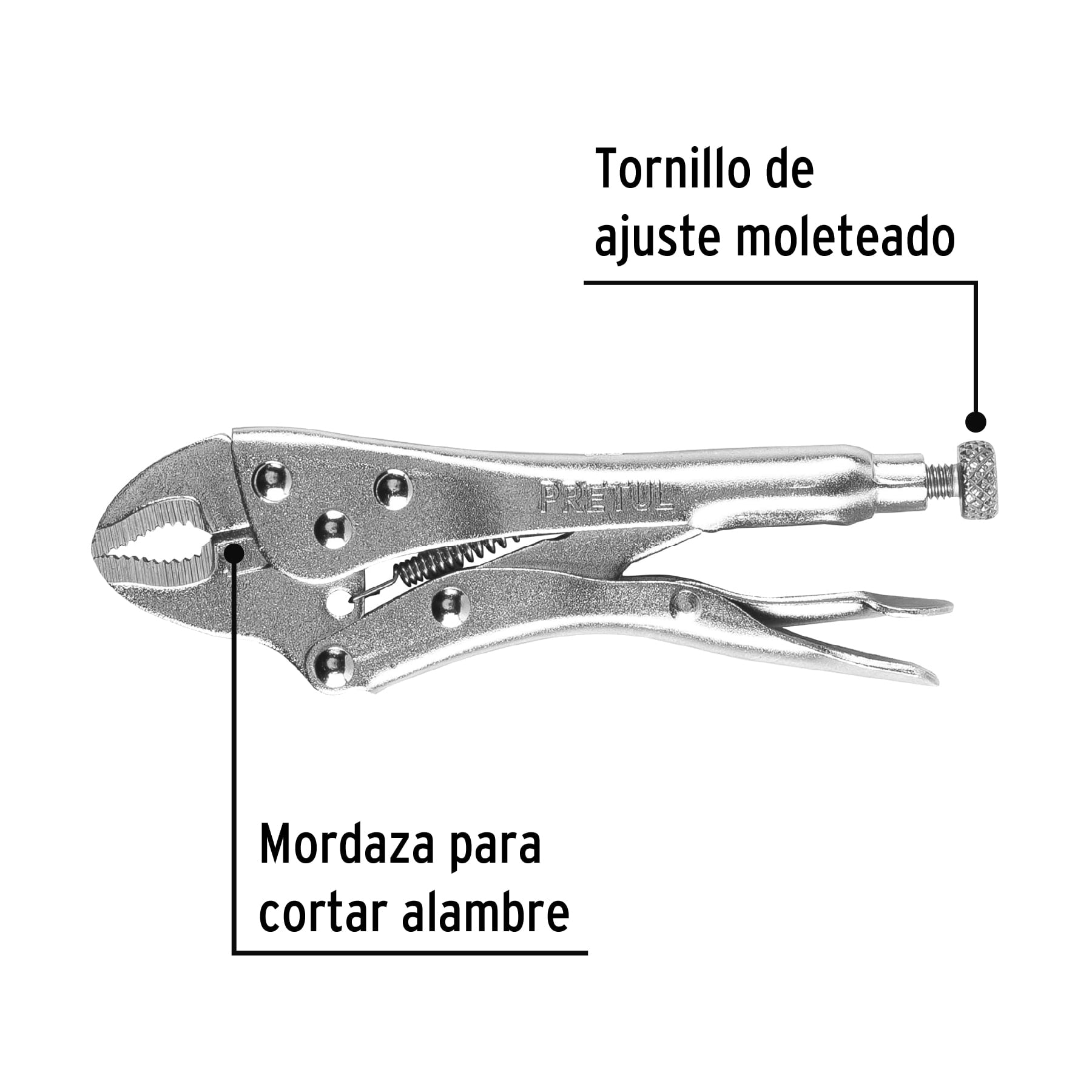 Pinza de presión 5", mordaza curva, pretul