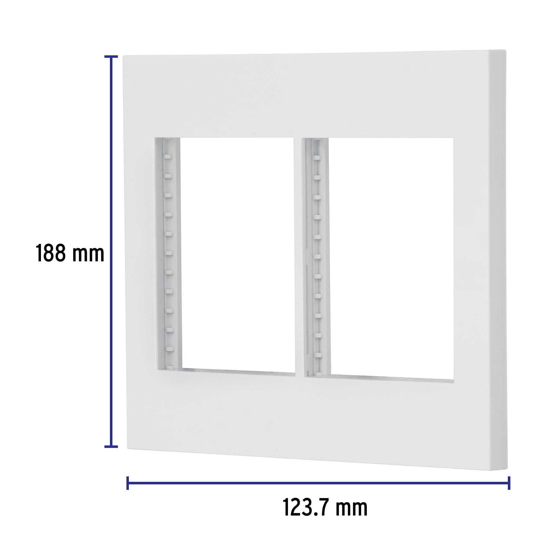 Placa 2 ventanas, 6 módulos, línea Española, color blanco