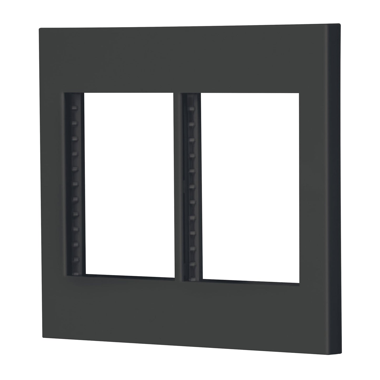 Placa 2 ventanas, 6 módulos, línea Española, color negro