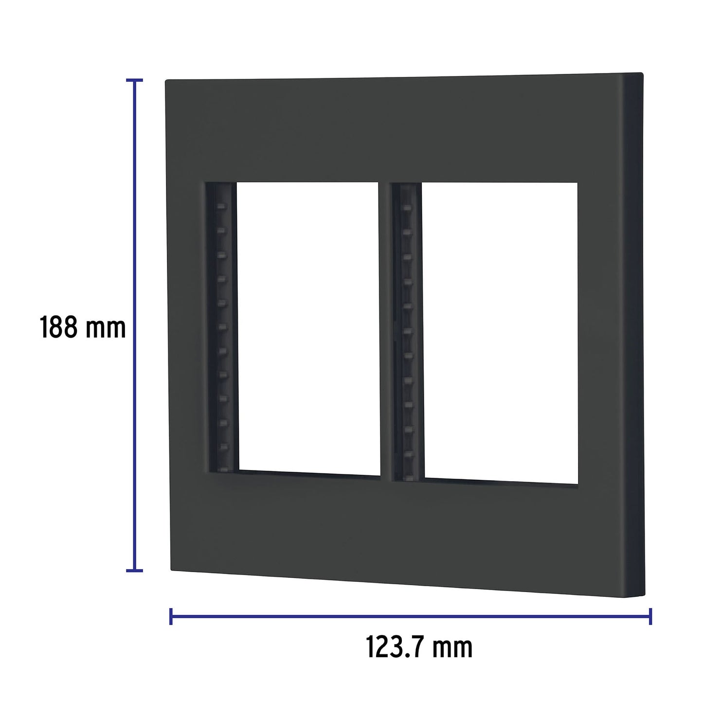 Placa 2 ventanas, 6 módulos, línea Española, color negro