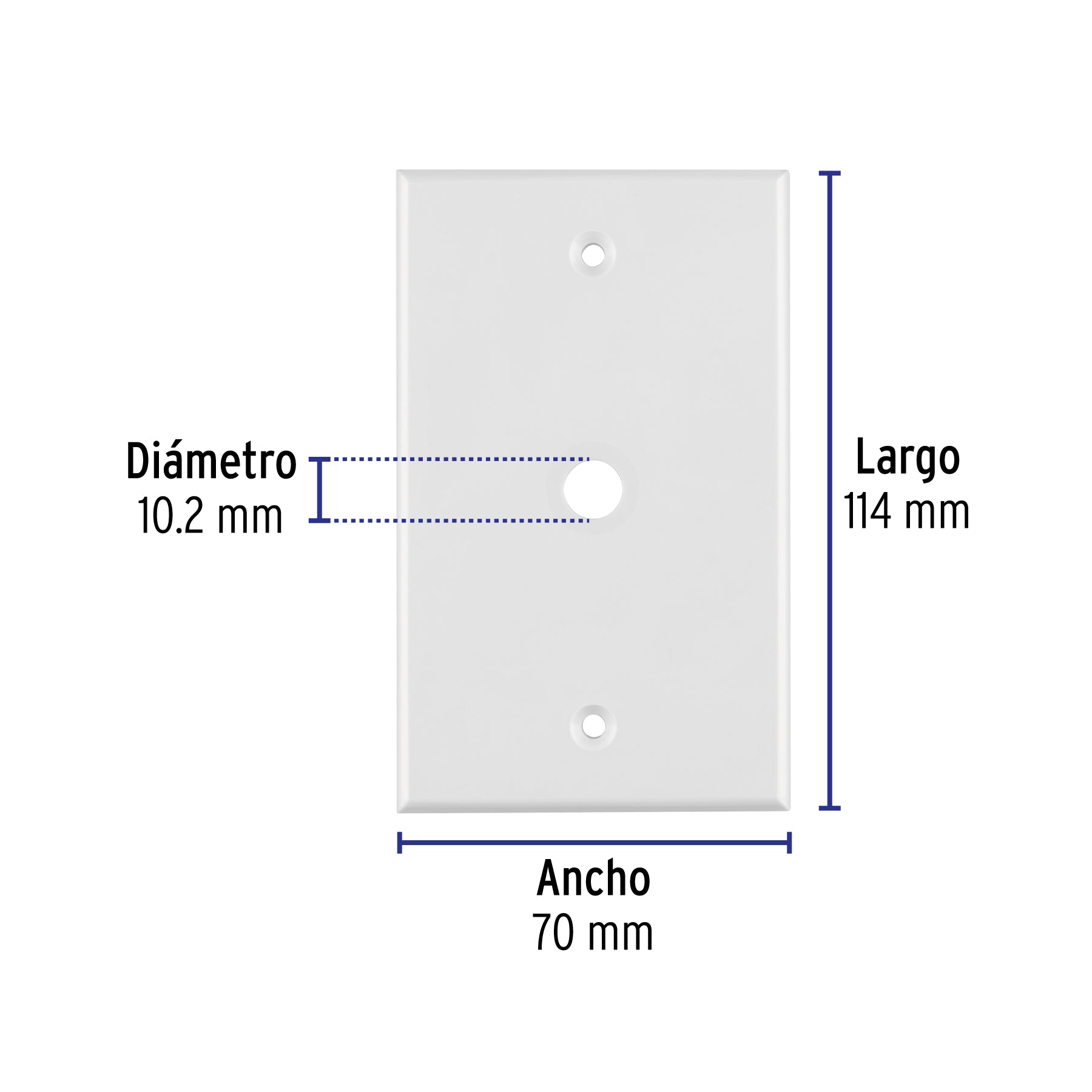 Placa de ABS pasacable, Standard, blanco, Volteck