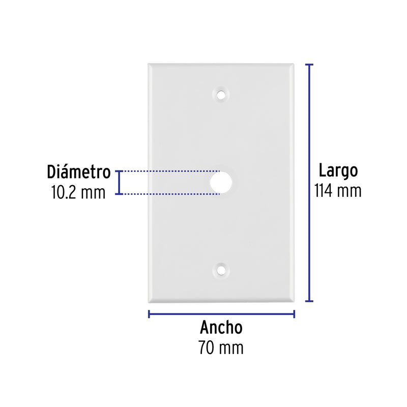 Placa de ABS pasacable, Standard, blanco, Volteck