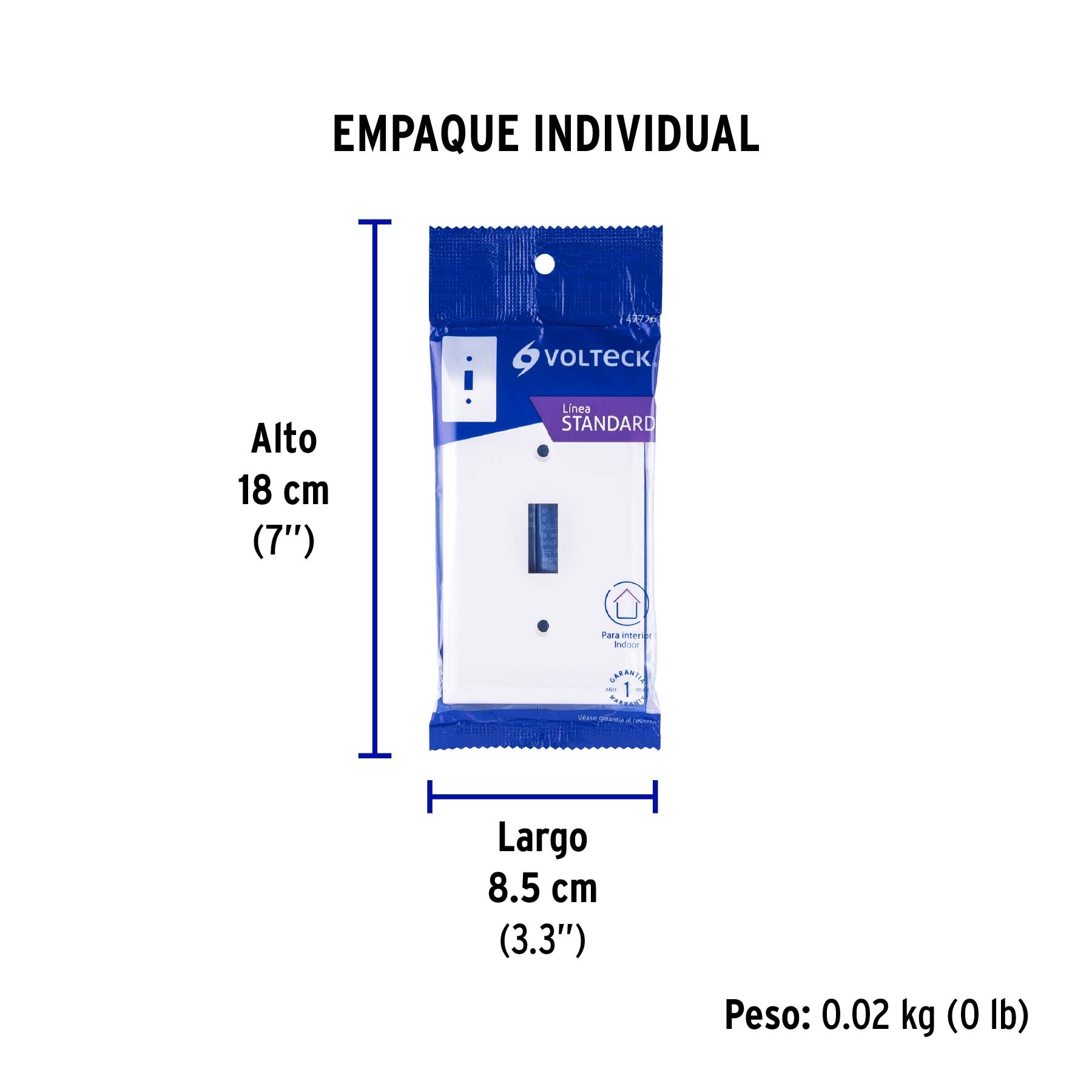 Placa de ABS para interruptor vertical, Standard, blanco
