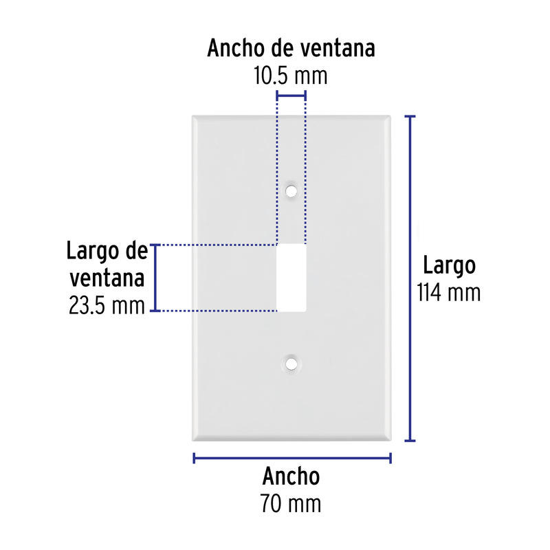 Placa de ABS para interruptor vertical, Standard, blanco
