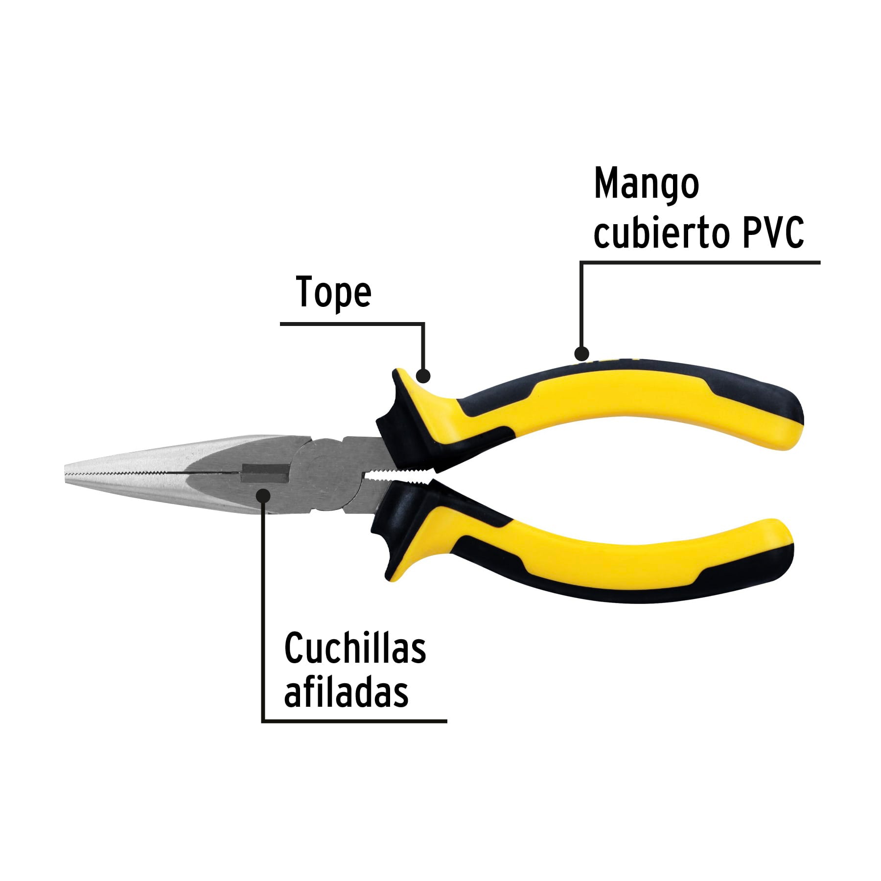 Pinza punta y corte 6", mango comfort grip, pretul