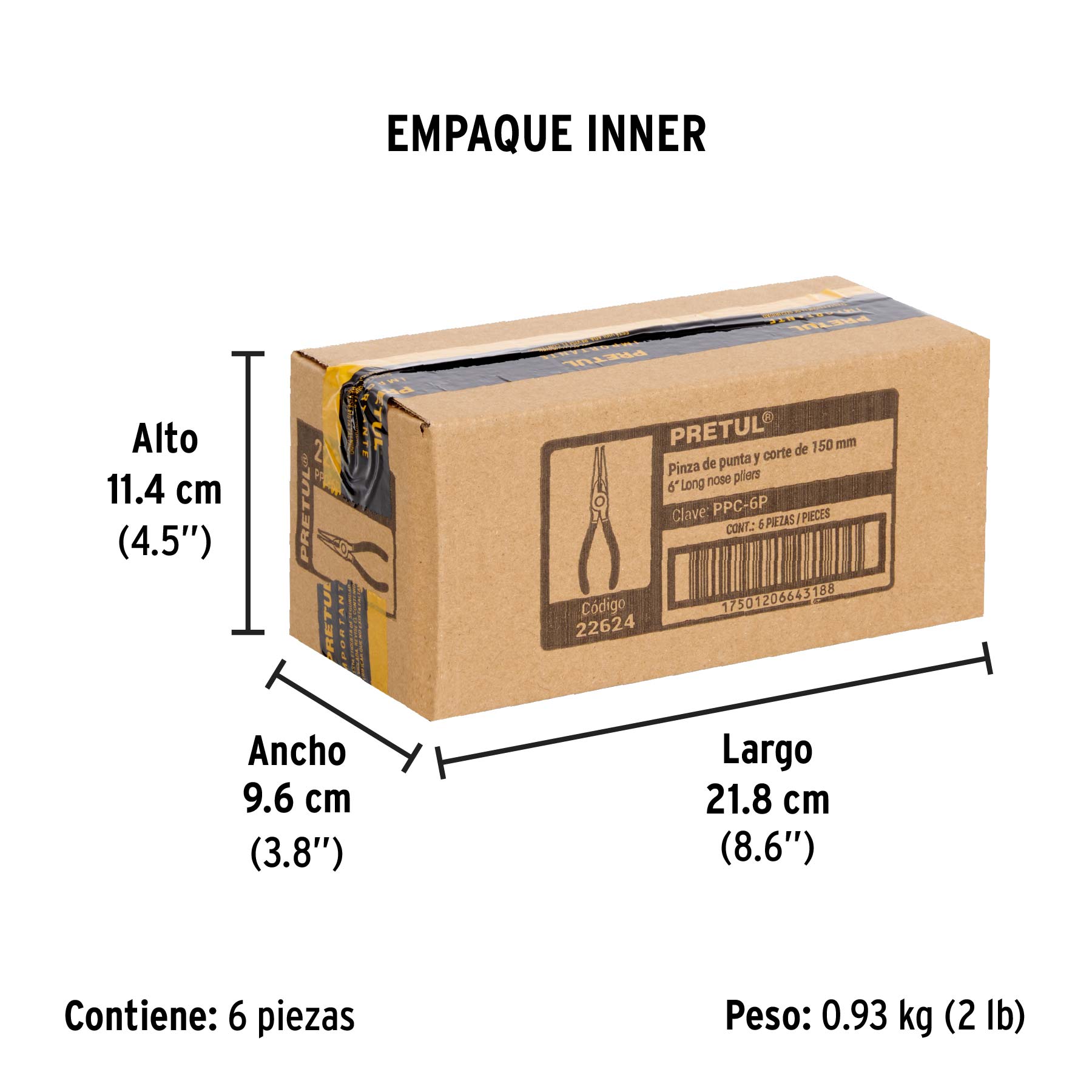 Pinza de punta y corte 6", pretul