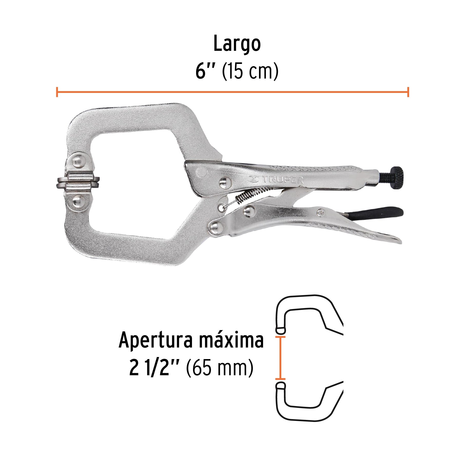 Pinza de presión tipo "c" de 6", con mordaza autoajustable
