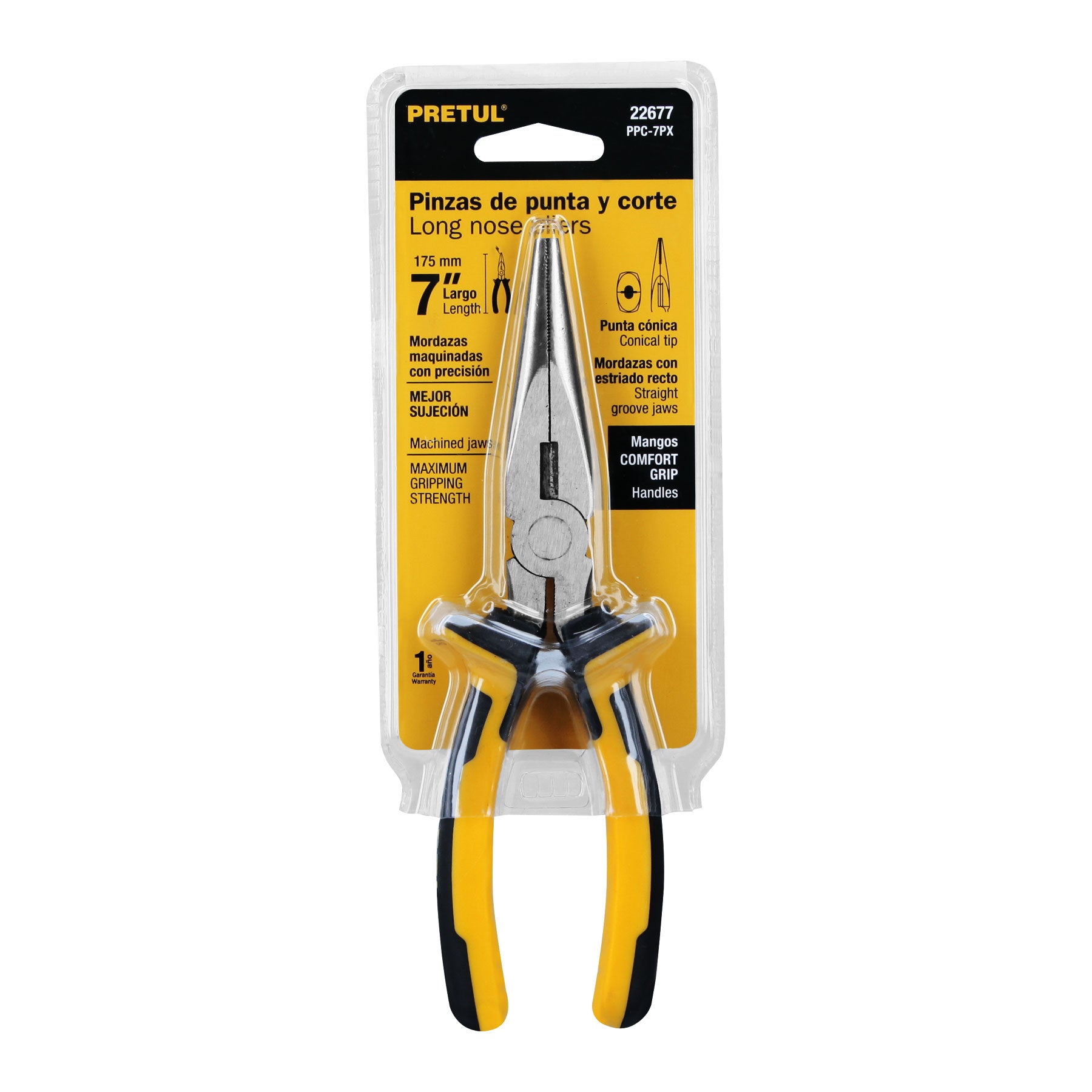 Pinza de punta y corte 7", mango comfort grip, Pretul