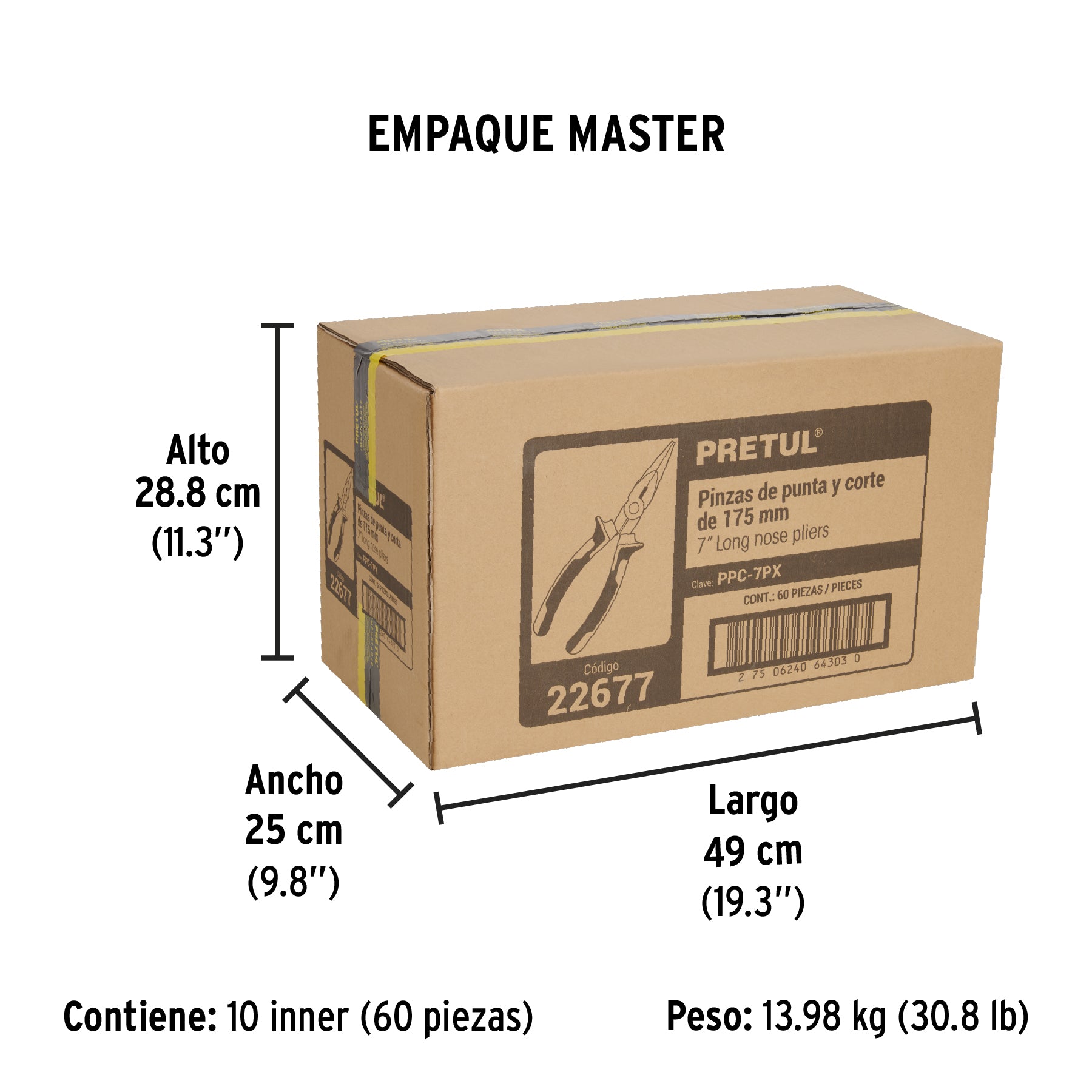 Pinza de punta y corte 7", mango comfort grip, Pretul