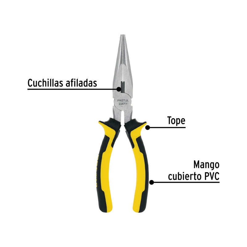 Pinza de punta y corte 7", mango comfort grip, Pretul