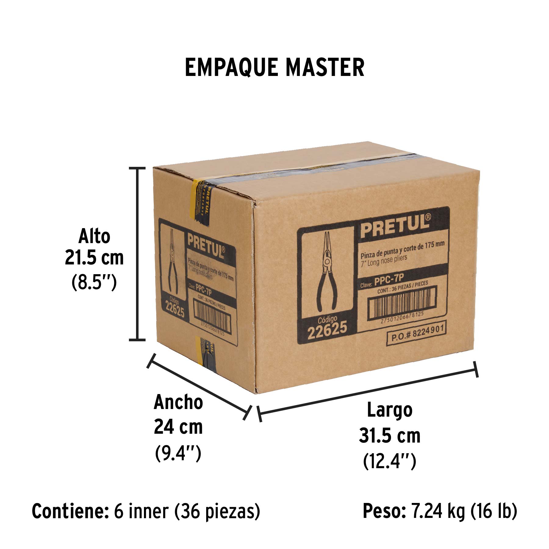 Pinza de punta y corte 7", pretul