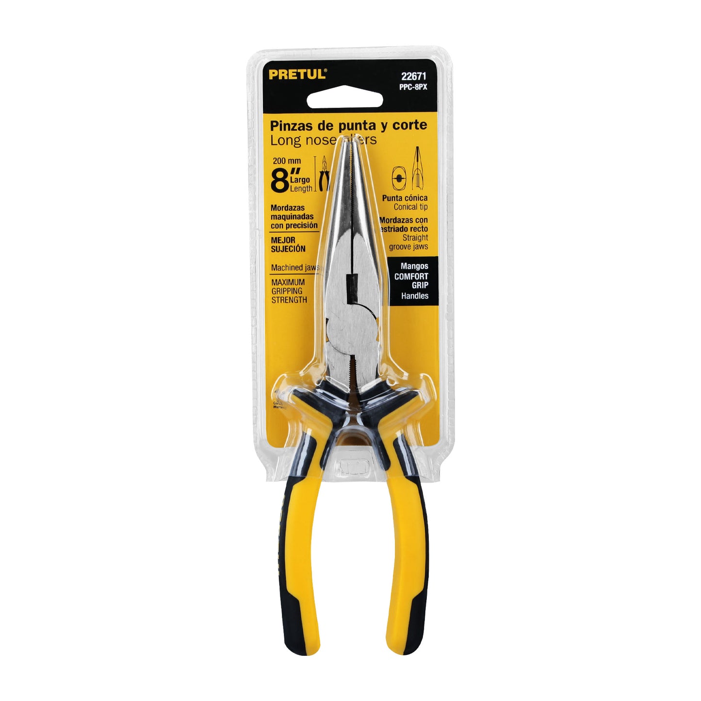 Pinza de punta y corte 8", mango comfort grip, pretul