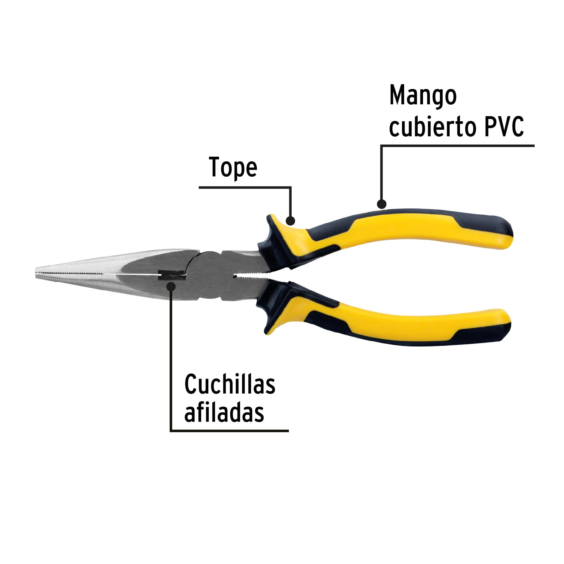 Pinza de punta y corte 8", mango comfort grip, pretul