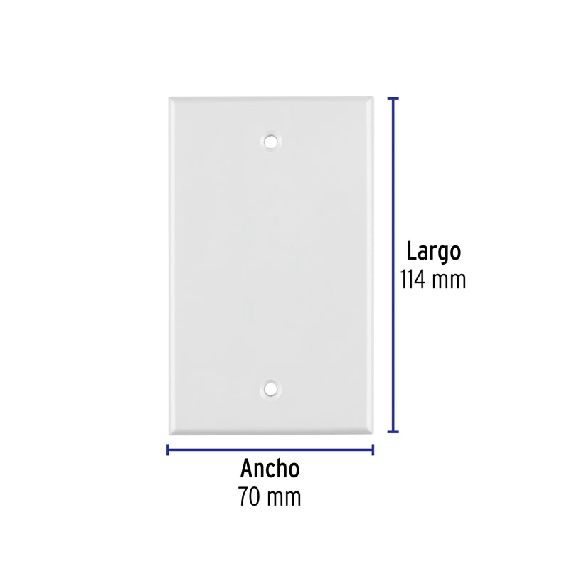 Placa de ABS ciega, Standard, blanco, Volteck
