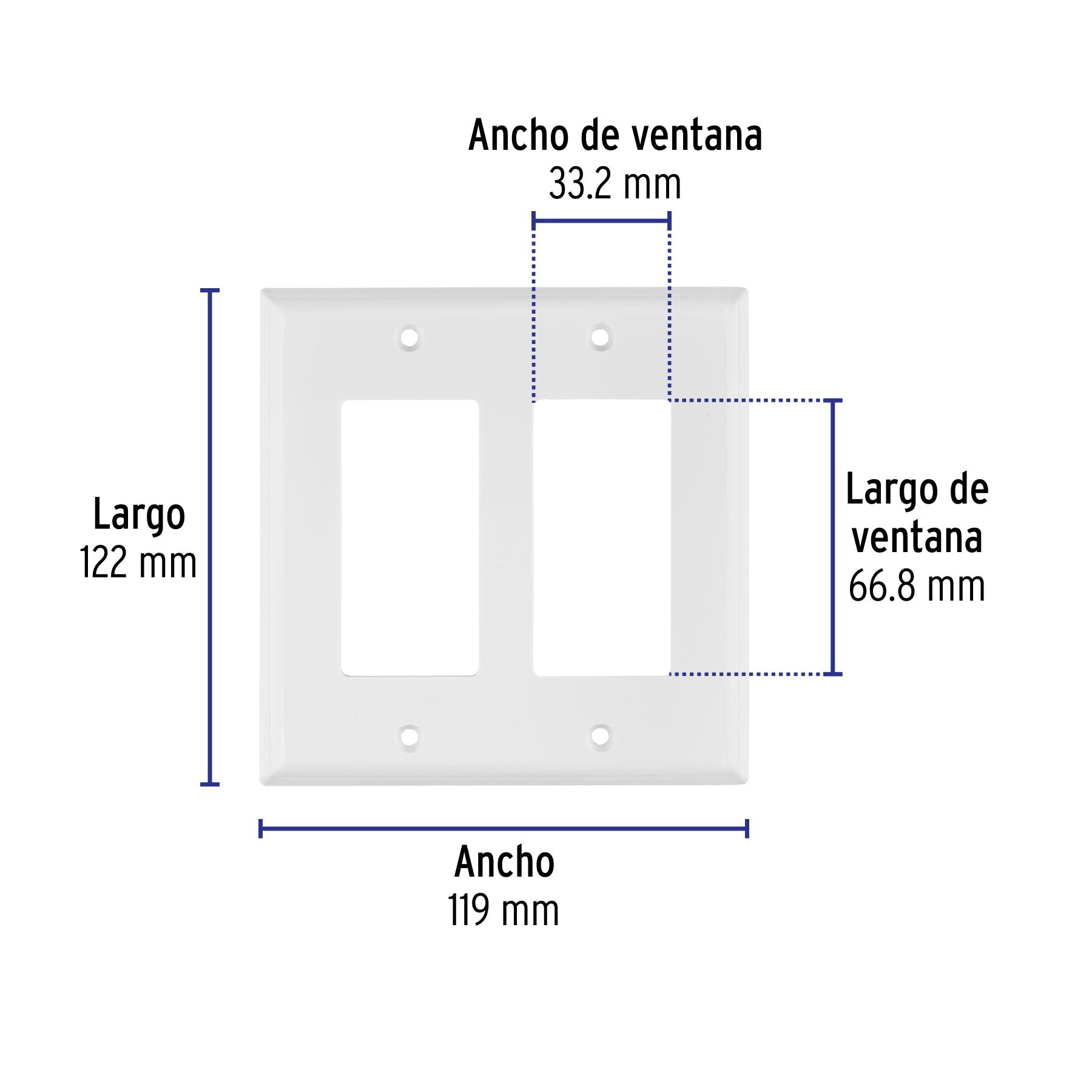 Placa 2 ventanas, de policarbonato, línea Classic