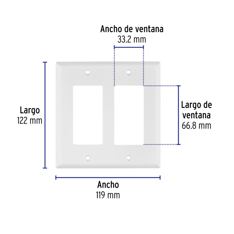 Placa 2 ventanas, de policarbonato, línea Classic