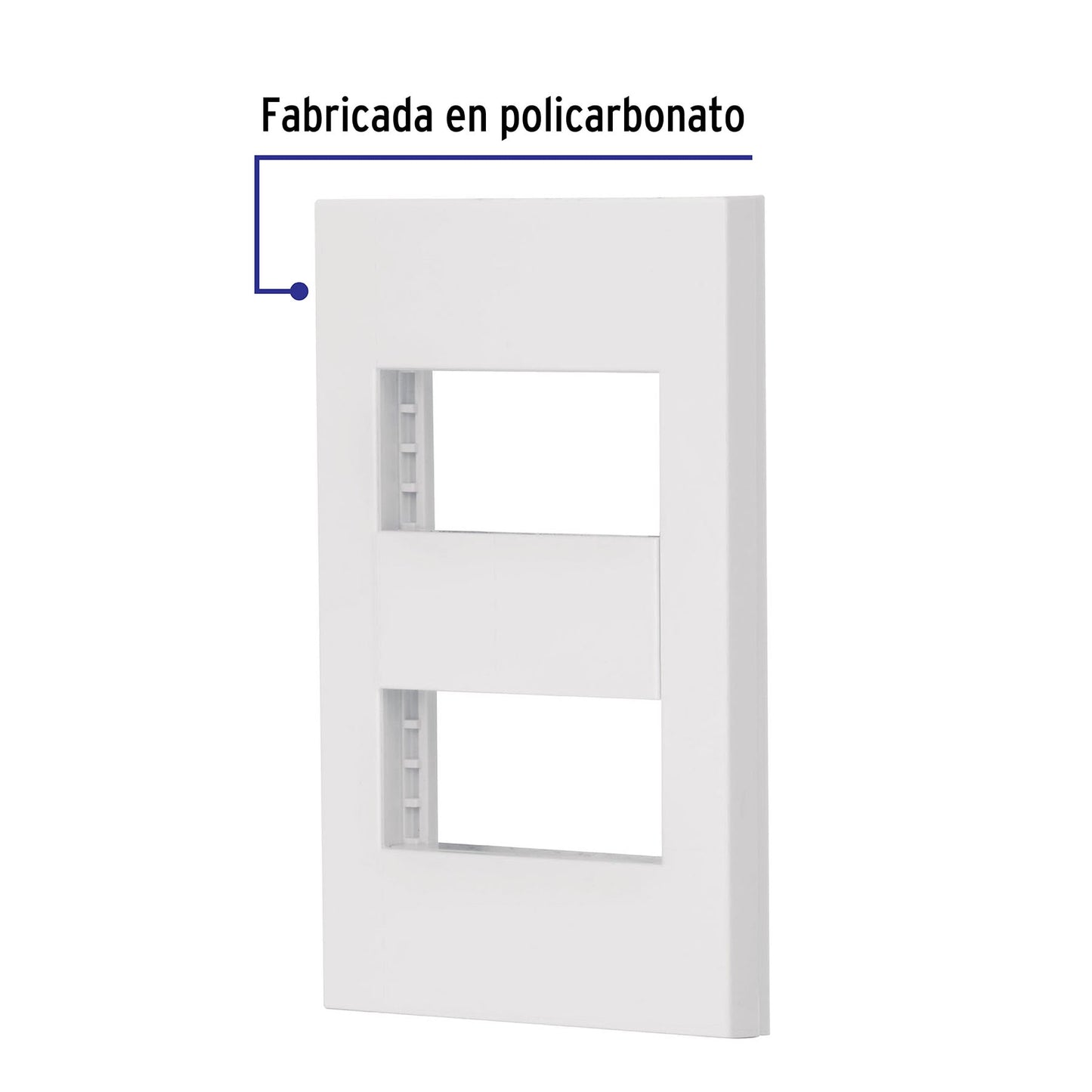 Placa 2 ventanas, 1 módulo, línea Española, color blanco