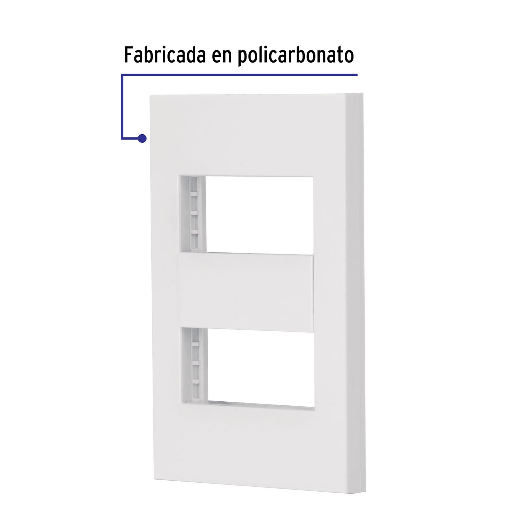 Placa 2 ventanas, 1 módulo, línea Española, color blanco