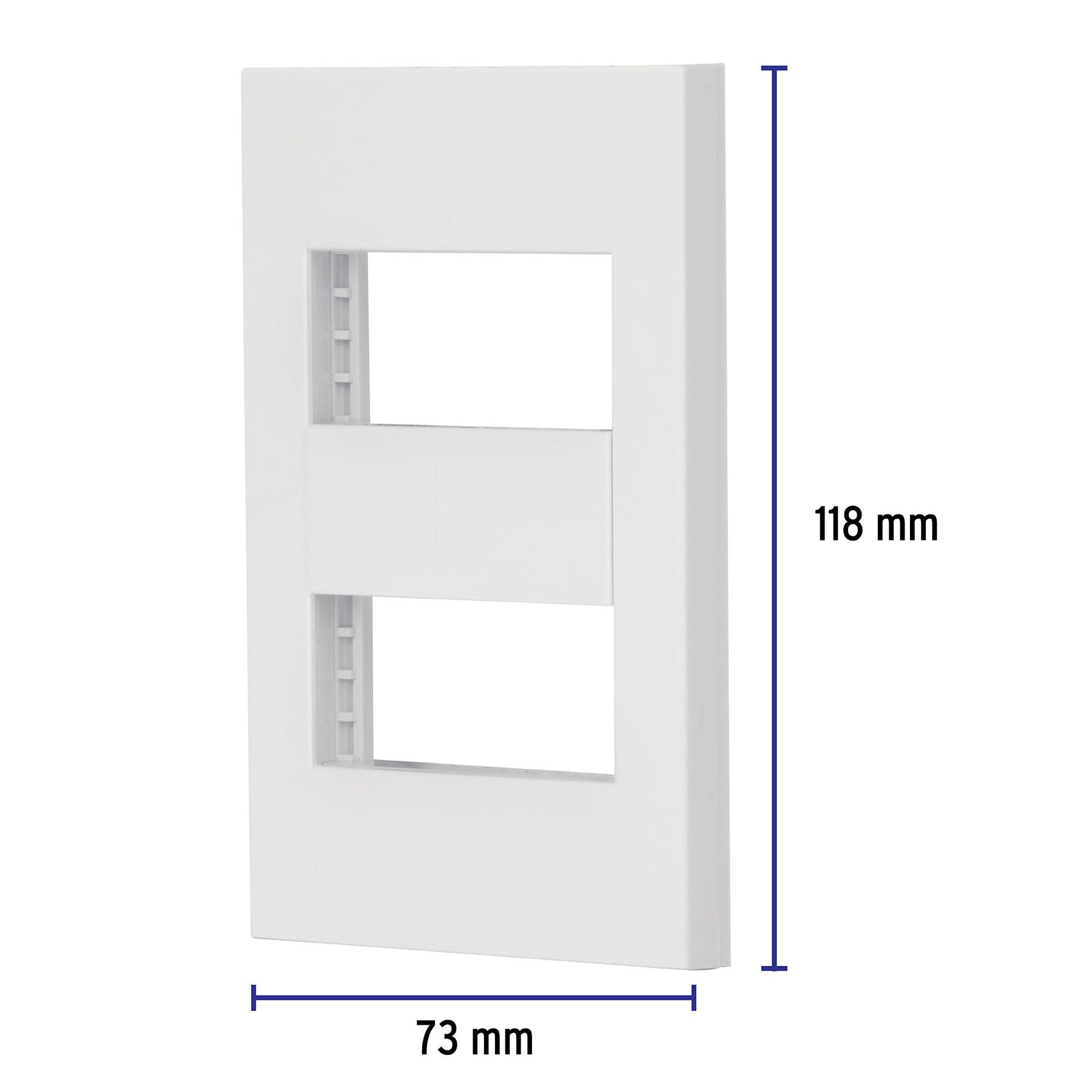 Placa 2 ventanas, 1 módulo, línea Española, color blanco