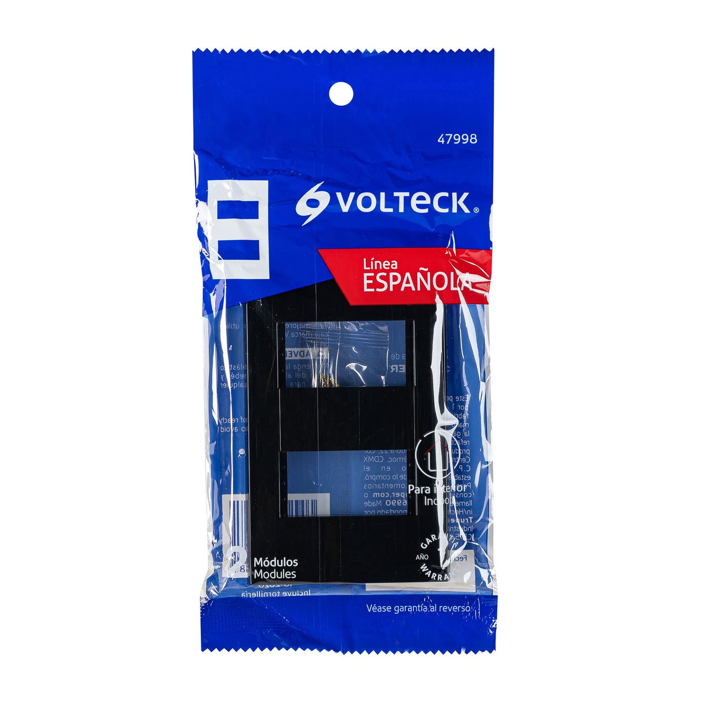 Placa 2 ventanas, 1 módulo, línea Española, color negro