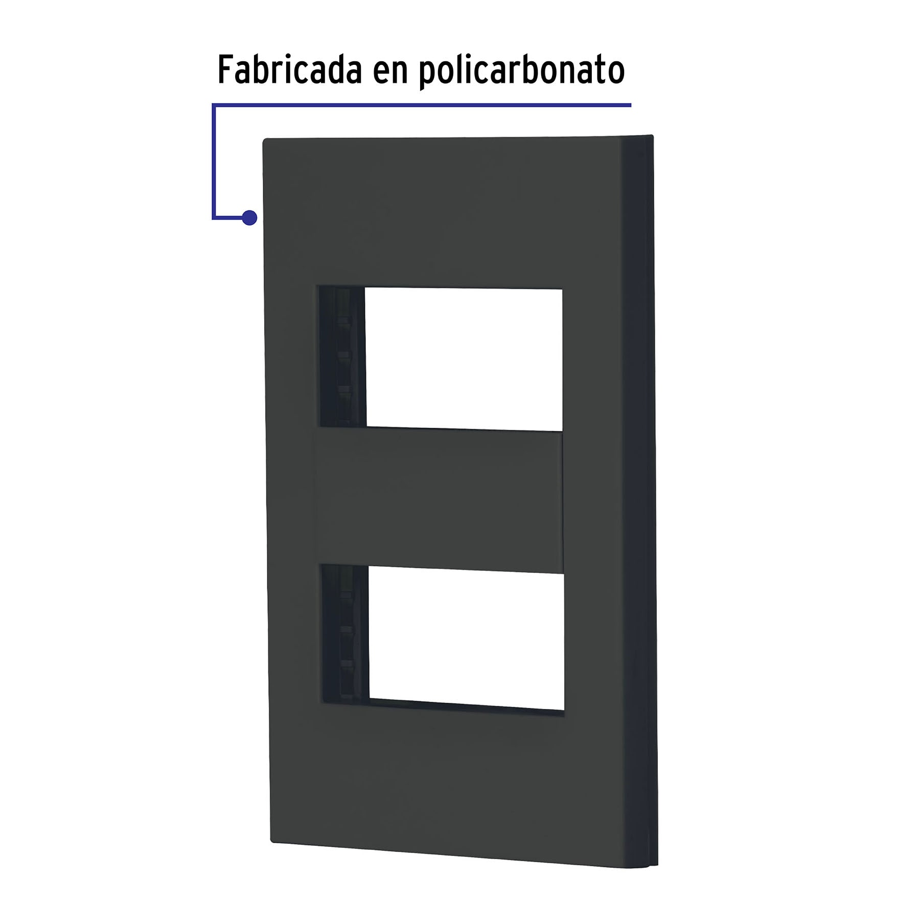 Placa 2 ventanas, 1 módulo, línea Española, color negro