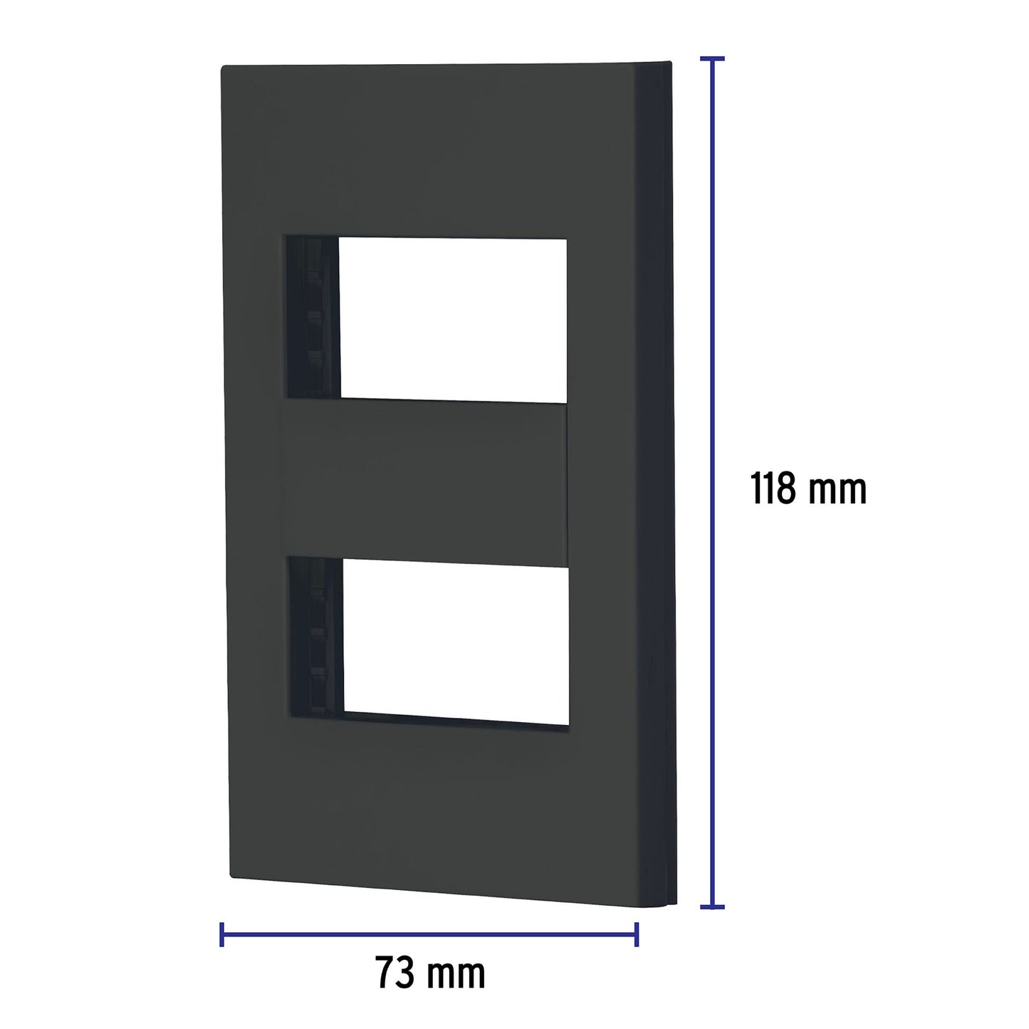Placa 2 ventanas, 1 módulo, línea Española, color negro