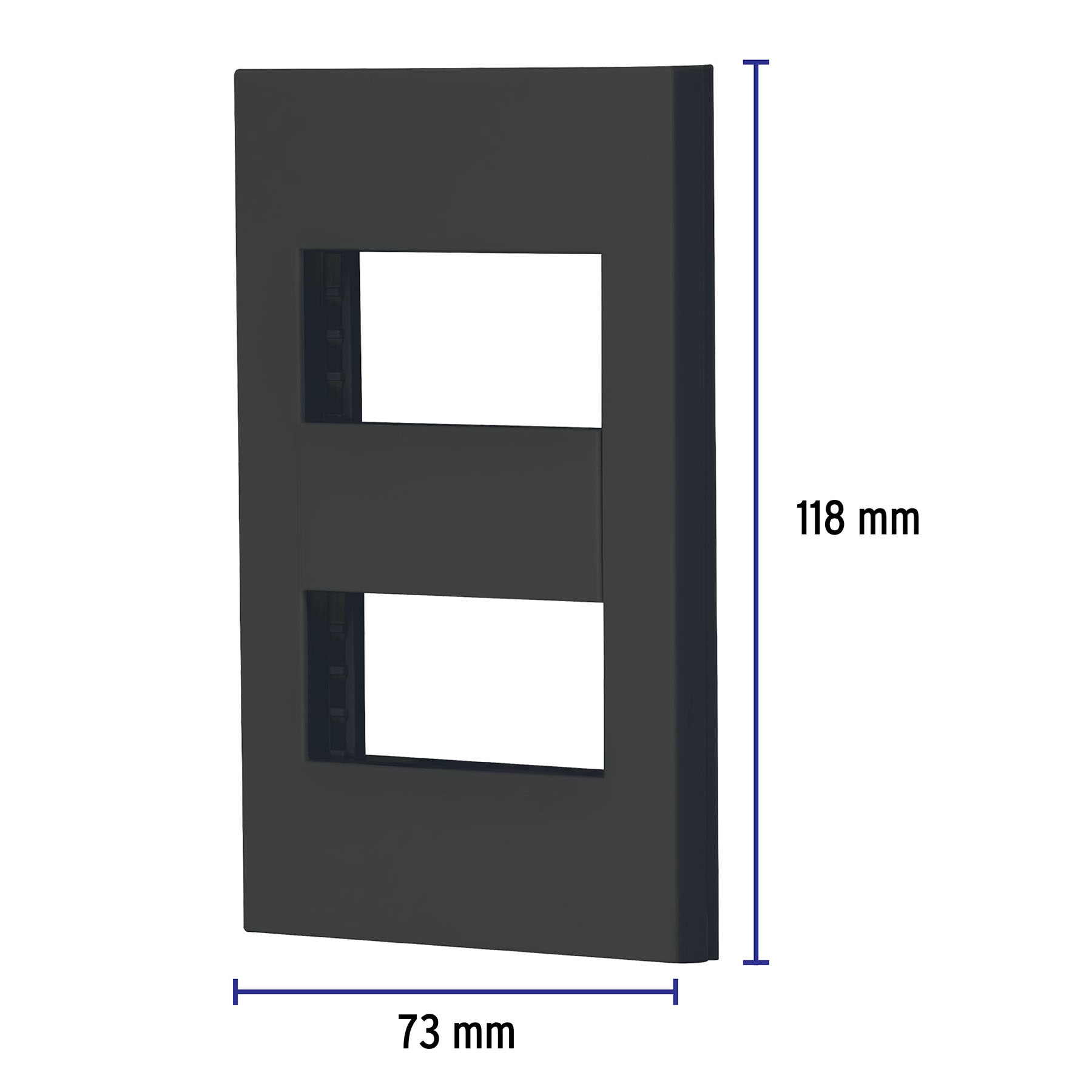 Placa 2 ventanas, 1 módulo, línea Española, color negro