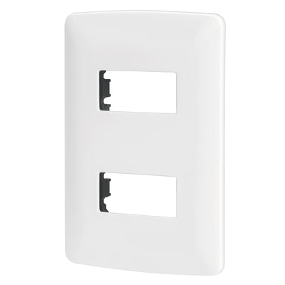 Placa 2 módulos de ABS, línea Italiana, color blanco