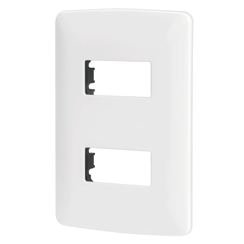 Placa 2 módulos de ABS, línea Italiana, color blanco
