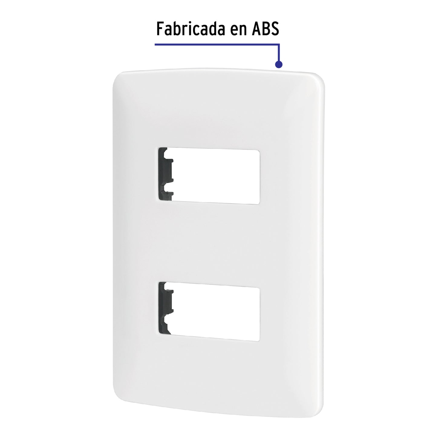 Placa 2 módulos de ABS, línea Italiana, color blanco