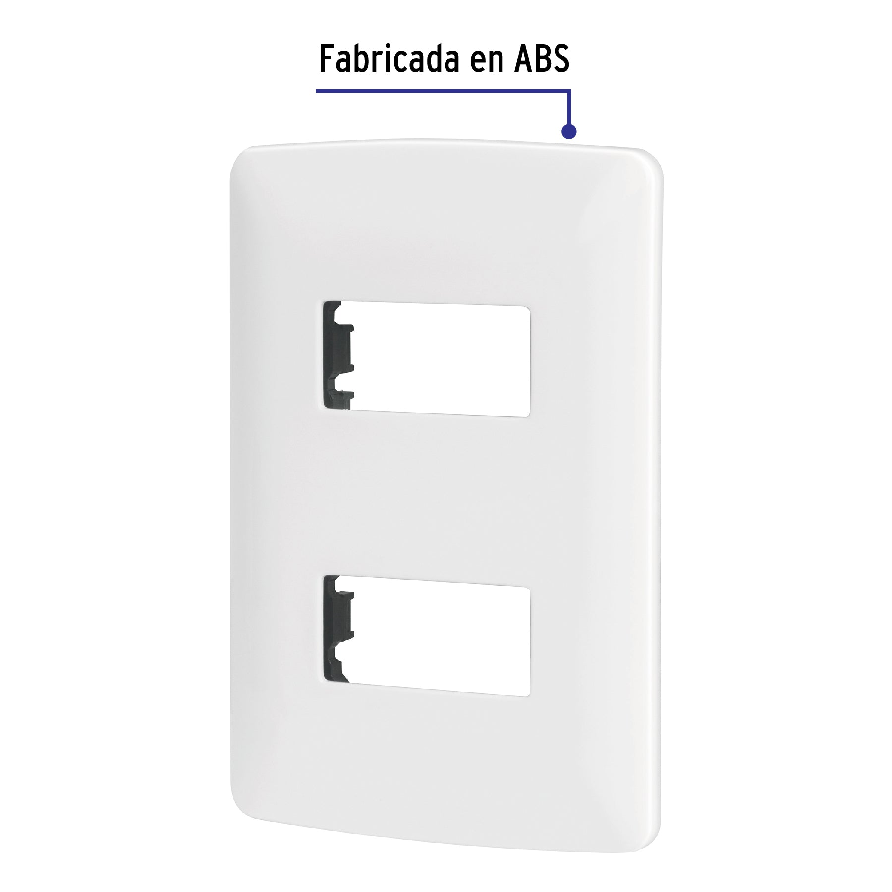 Placa 2 módulos de ABS, línea Italiana, color blanco