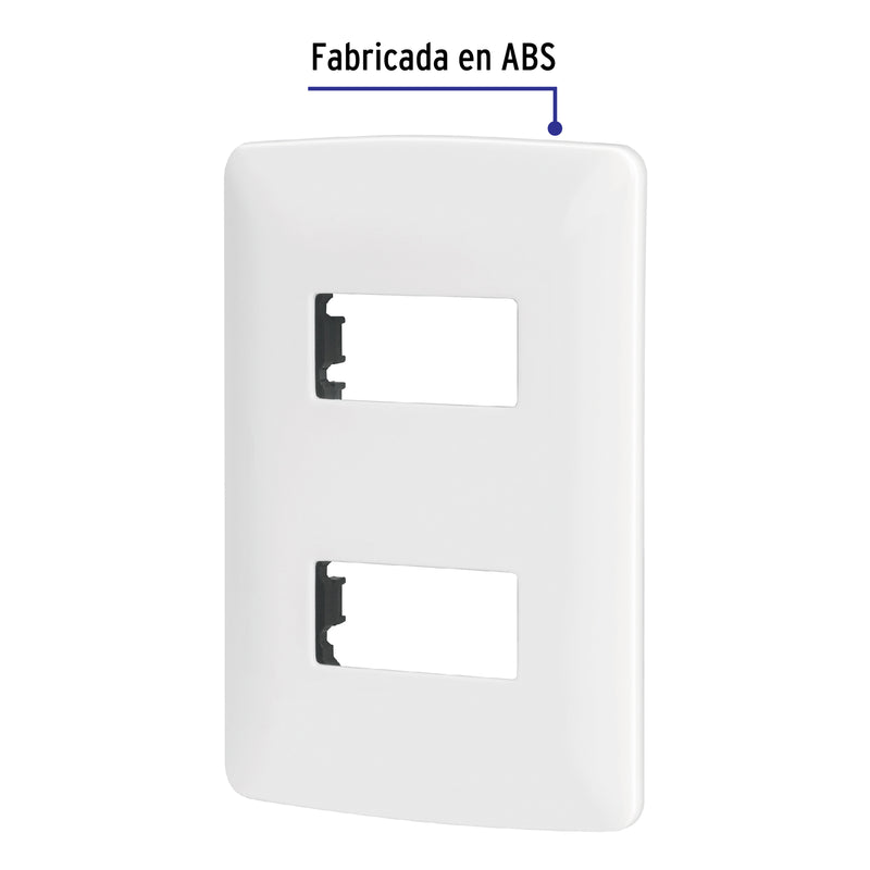 Placa 2 módulos de ABS, línea Italiana, color blanco