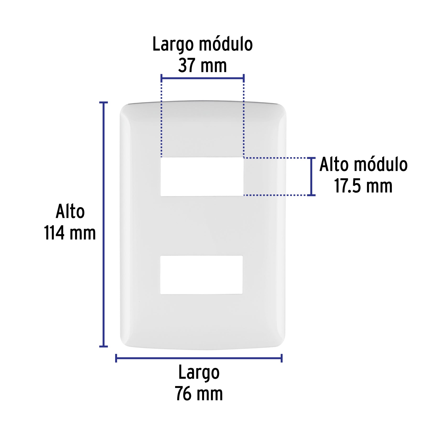 Placa 2 módulos de ABS, línea Italiana, color blanco