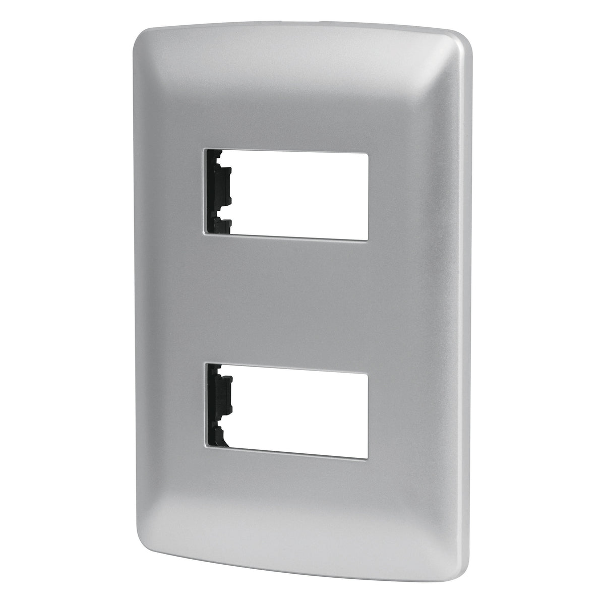 Placa 2 módulos de ABS, línea italiana, color plata