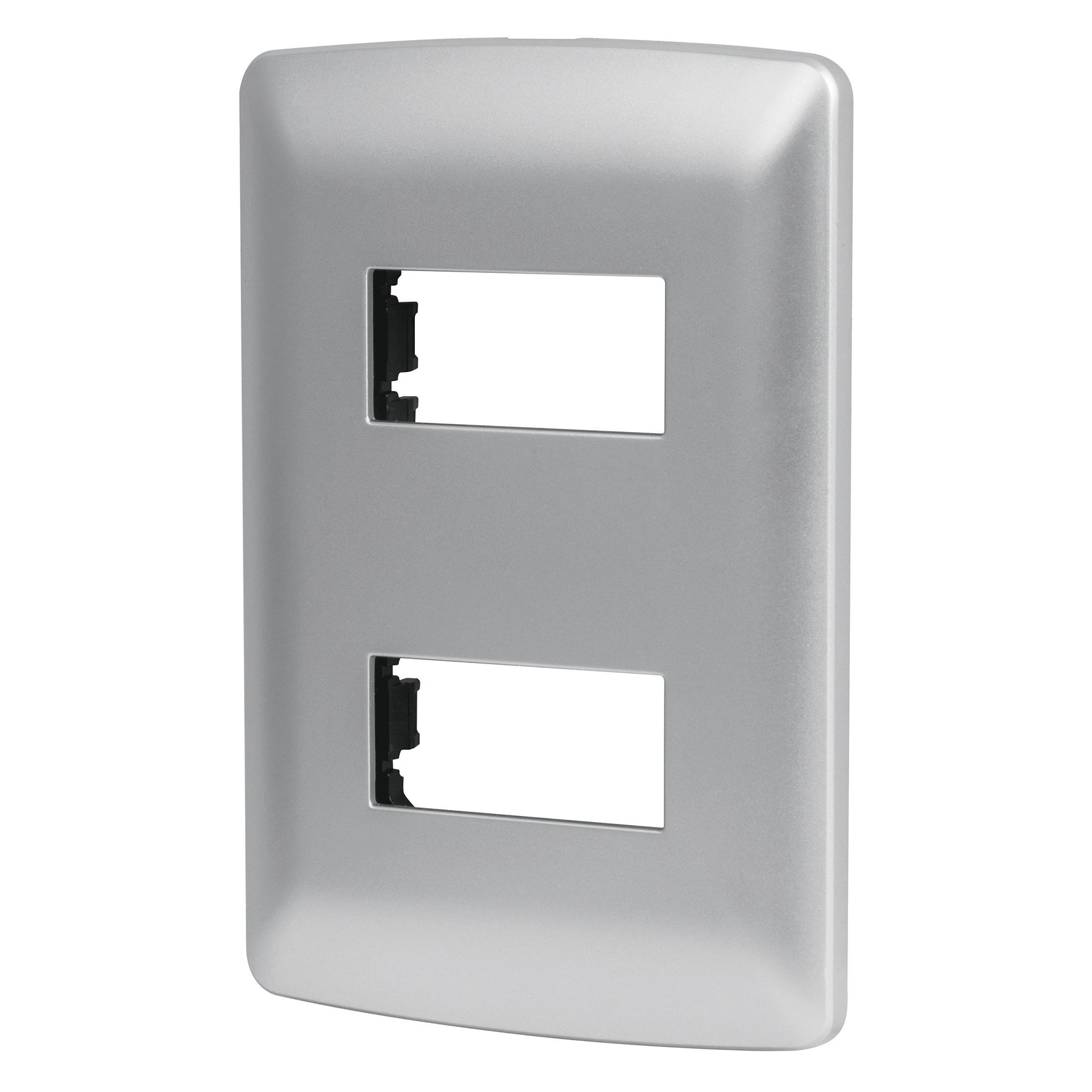 Placa 2 módulos de ABS, línea italiana, color plata
