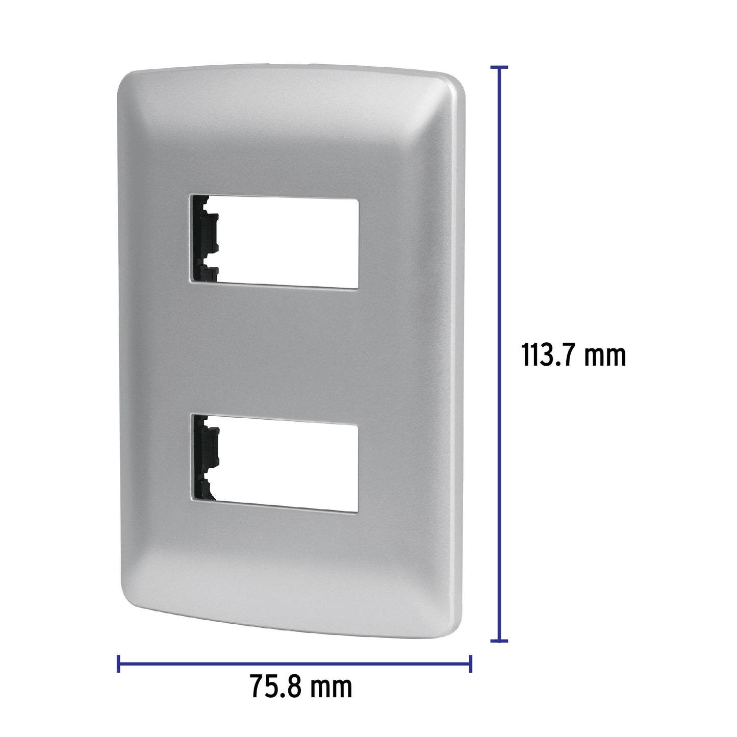 Placa 2 módulos de ABS, línea italiana, color plata