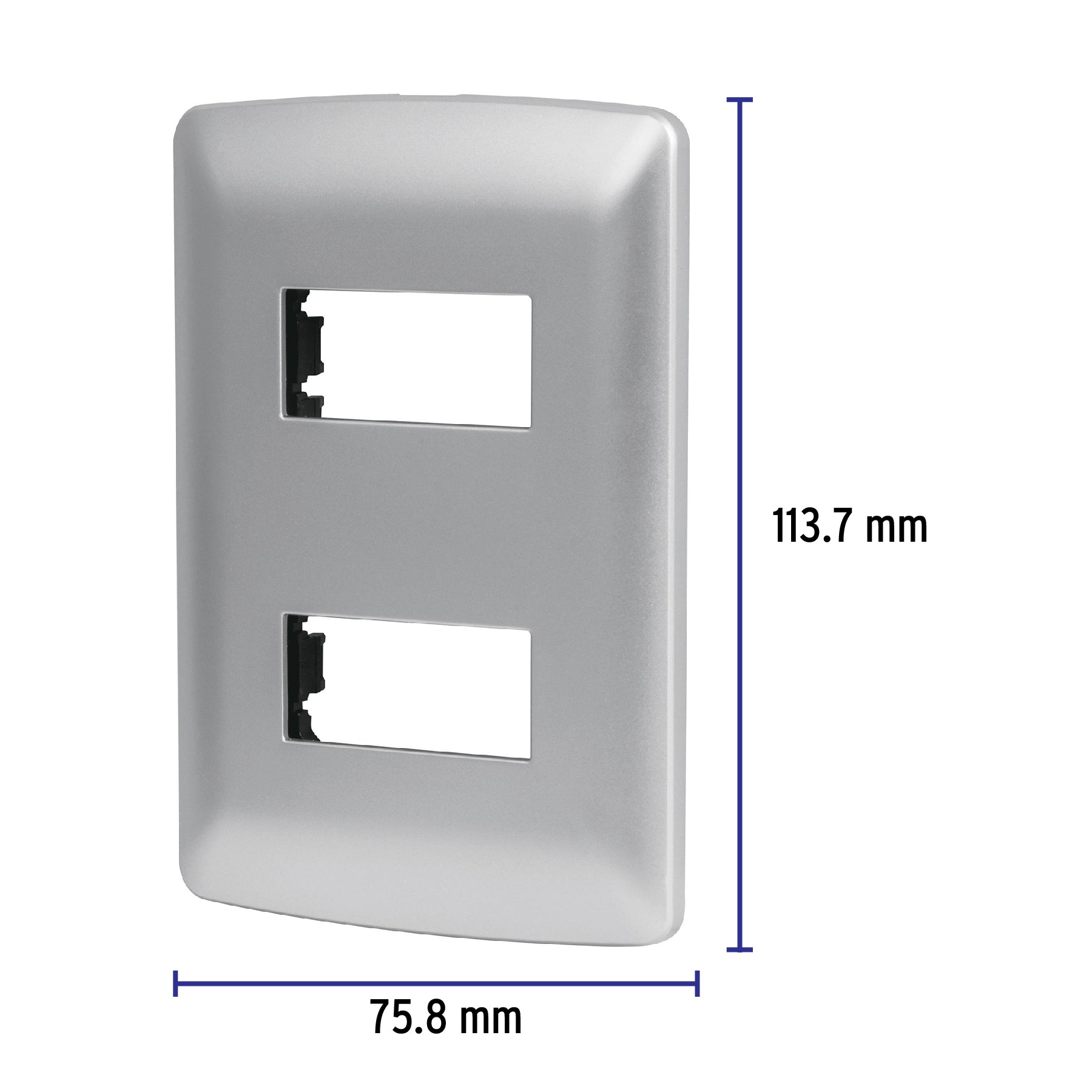 Placa 2 módulos de ABS, línea italiana, color plata