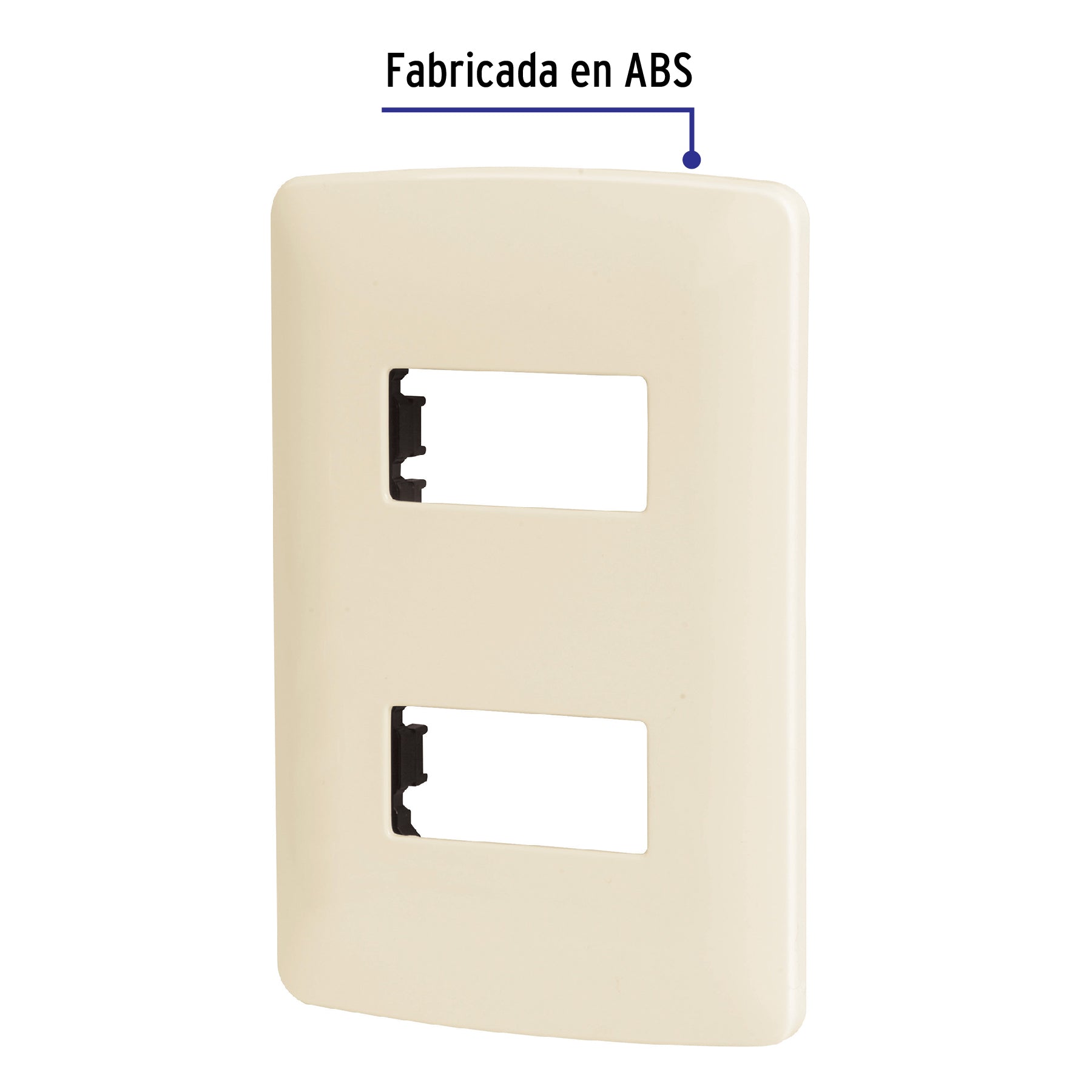 Placa 2 módulos de ABS, línea Italiana, color marfil