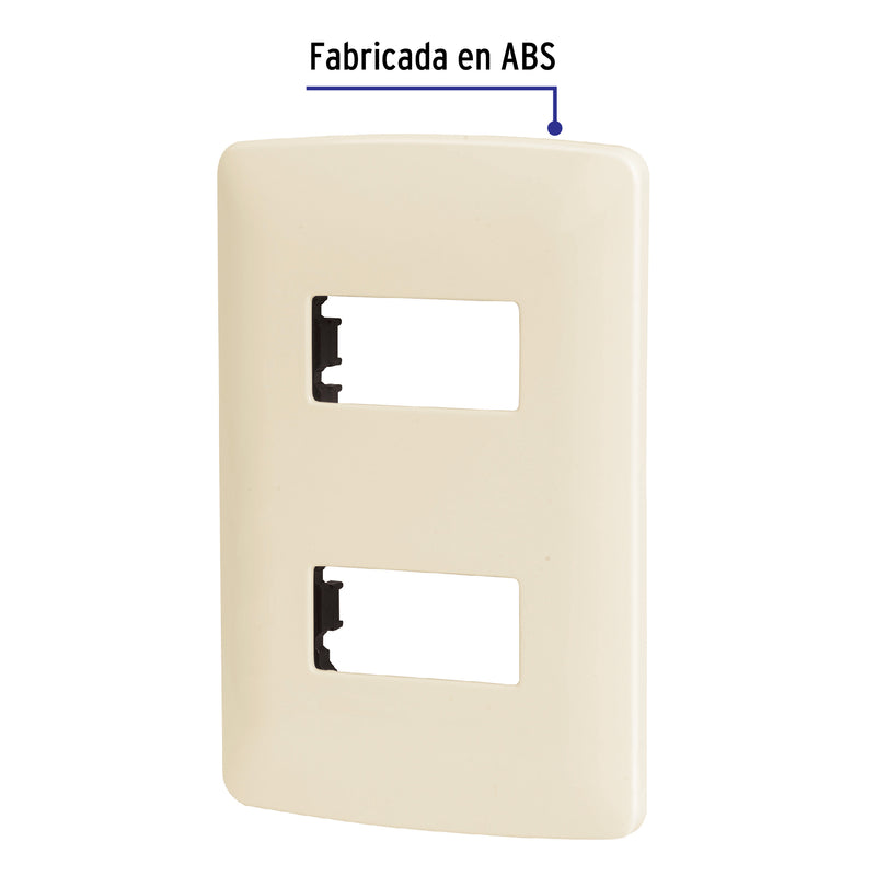 Placa 2 módulos de ABS, línea Italiana, color marfil