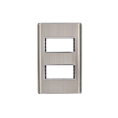 Placa de acero inox con 2 ventanas 1 módulo, línea Lisboa