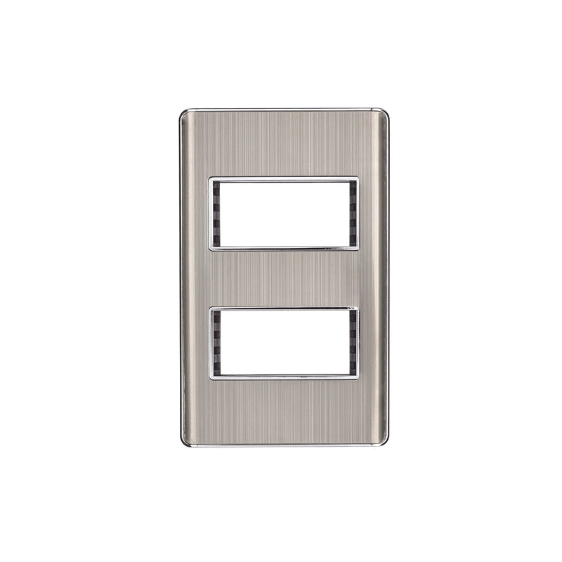 Placa de acero inox con 2 ventanas 1 módulo, línea Lisboa