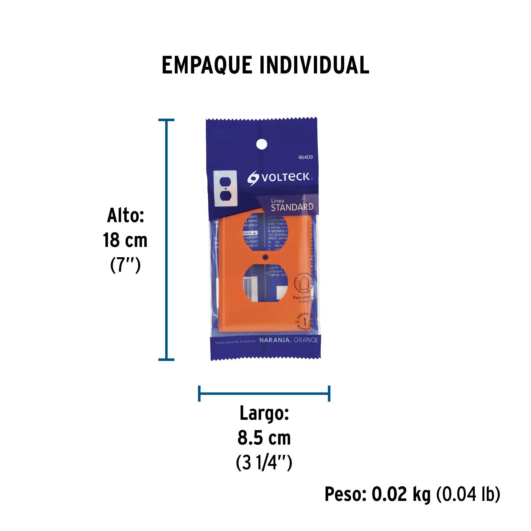 Placa para contacto dúplex tierra aislada, línea estándar